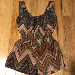 Tribal Print Romper with Cinched Waist